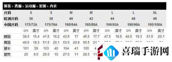 欧洲尺码