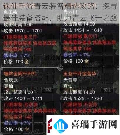 诛仙手游青云装备精选攻略